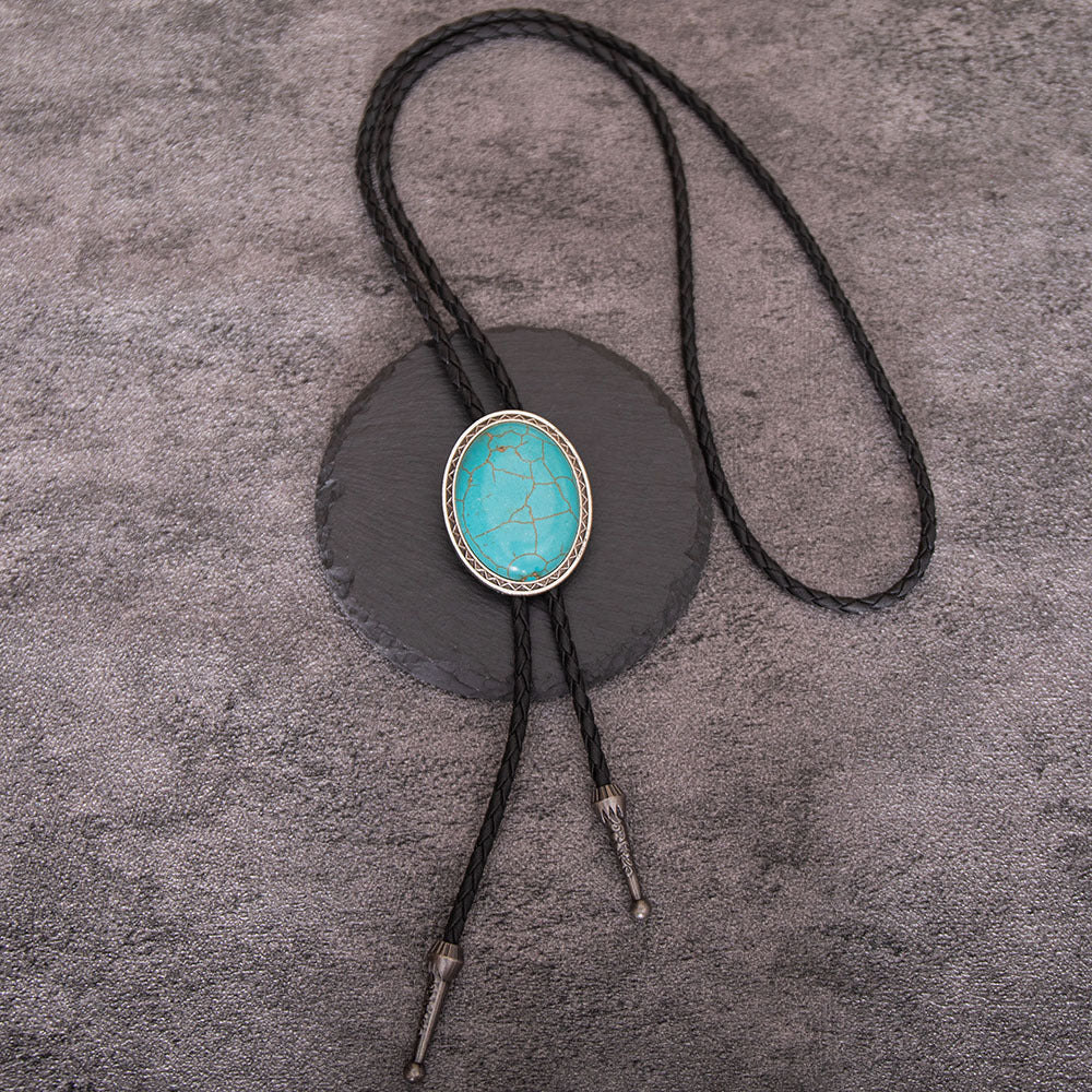 Wholesale Turquoise Pattern Alloy Bolo Tie Necklace
